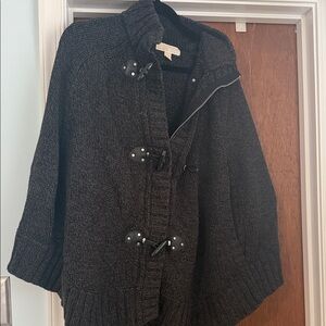 Michael Kors Black Knit Cape with Toggle Closure